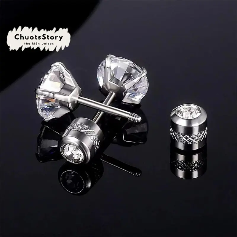 Khuyên tai titan nam không gỉ đá trơn đơn chốt xoắn , bông tai titan nam không gỉ unisex cá tính - KT125 - ChuotsStory khuyên  tai 7