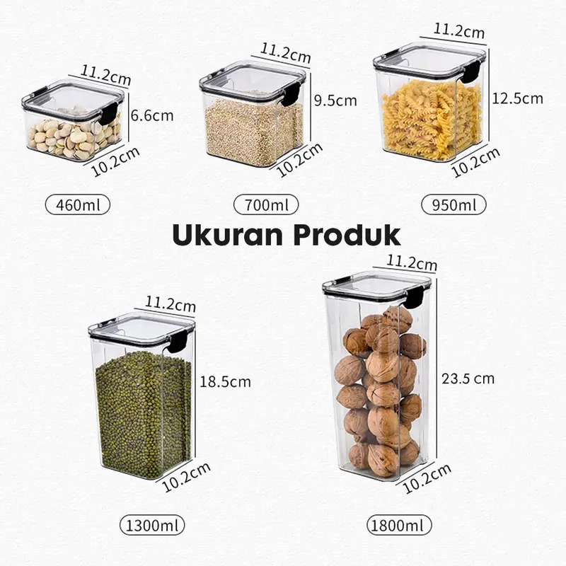 Toples kotak Makanan Snack Penyimpanan Kedap Udara Warna Anti Bocor Acrylic Kulkas Putih 3