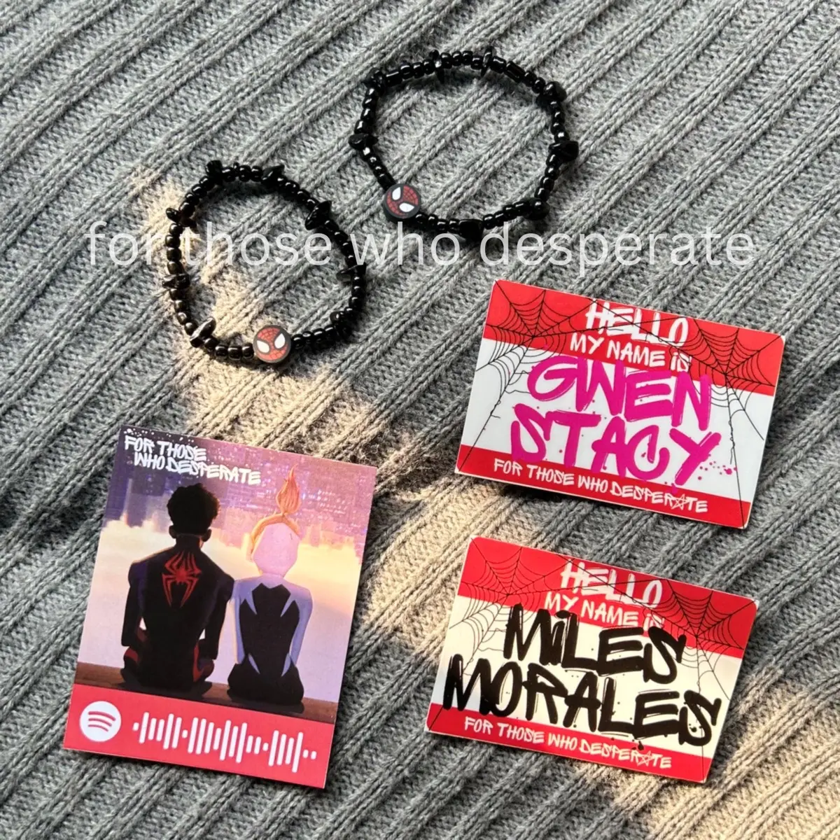 GELANG COUPLE MILES MORALES & GWEN STACY SPIDERMAN ACROSS THE SPIDER VERSE GELANG KOPEL COPEL stiker sticker photocard photo card foto card spider-man across the spider-verse prowler viral terkini trending haul ESTHETICS mantap flash sale rekomen