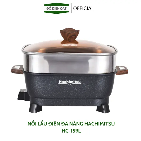 Nồi lẩu điện đa năng Hachimitsu HC159L, dung tích 5,5L kèm xưởng hấp, bảo hành 12 tháng