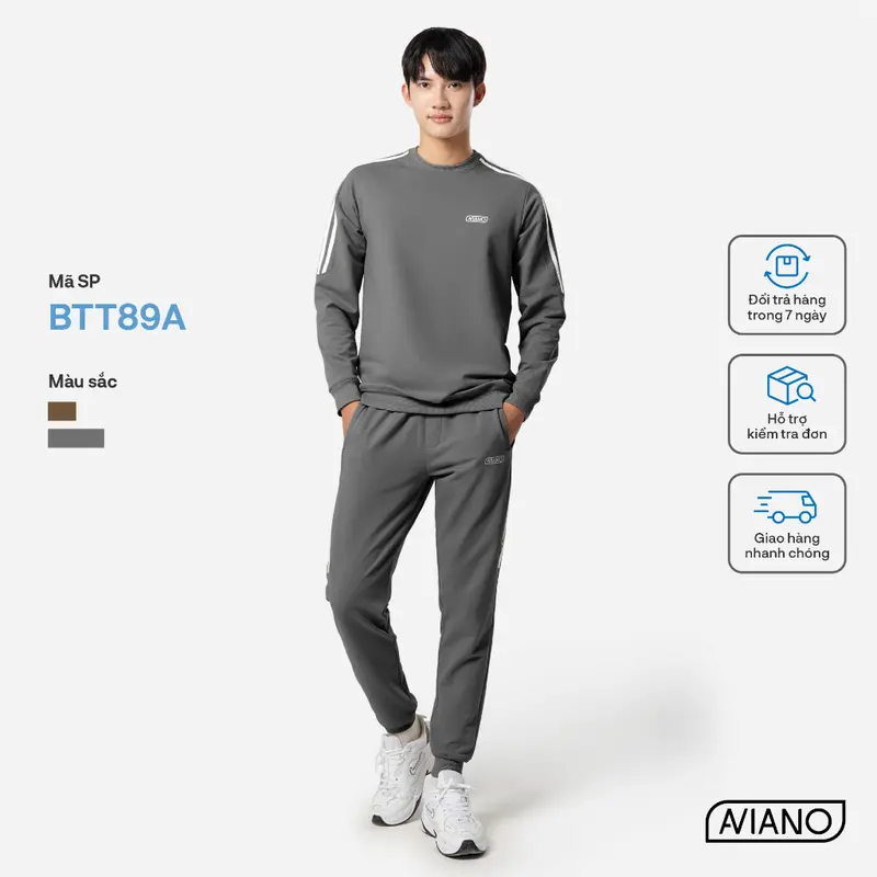 Bộ Thể Thao Nam 3 Sọc Mùa Đông Da Cá Chéo Thời Trang Thiết Kế AVIANO Áo Menswear Sơ Mi 5