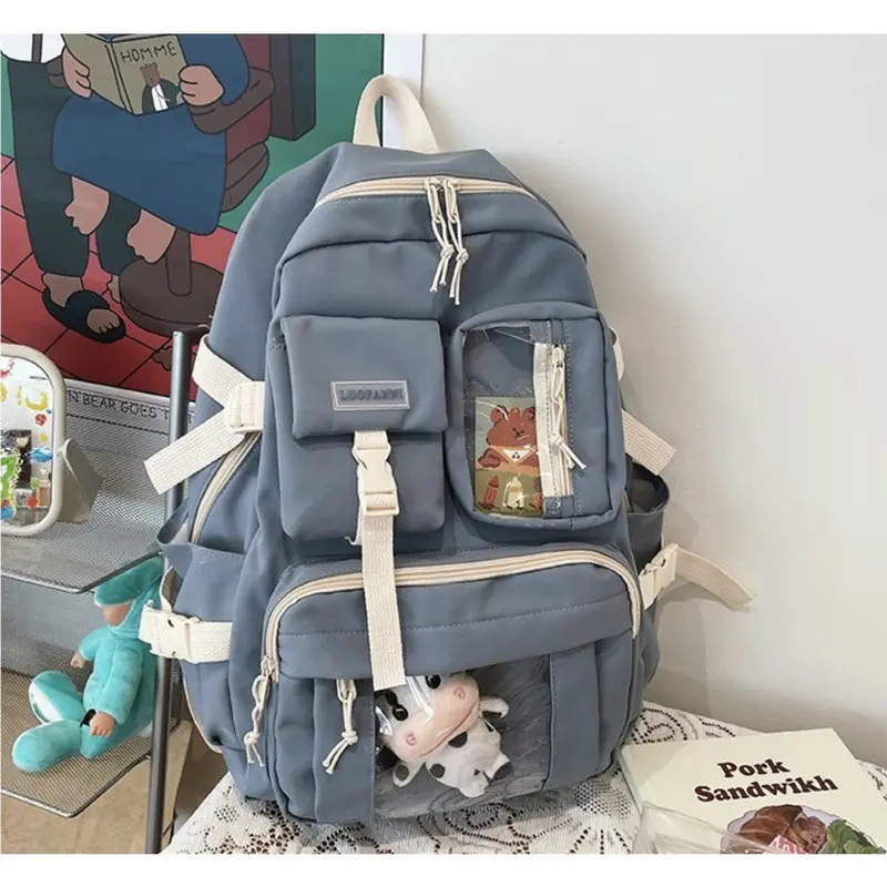 Balo Học Sinh Dễ Thương Nhiều Ngăn - Balo Đi Học Đi Chơi Cho Nam Nữ Đeo Vai Backpack PVC Đeo Vai 5