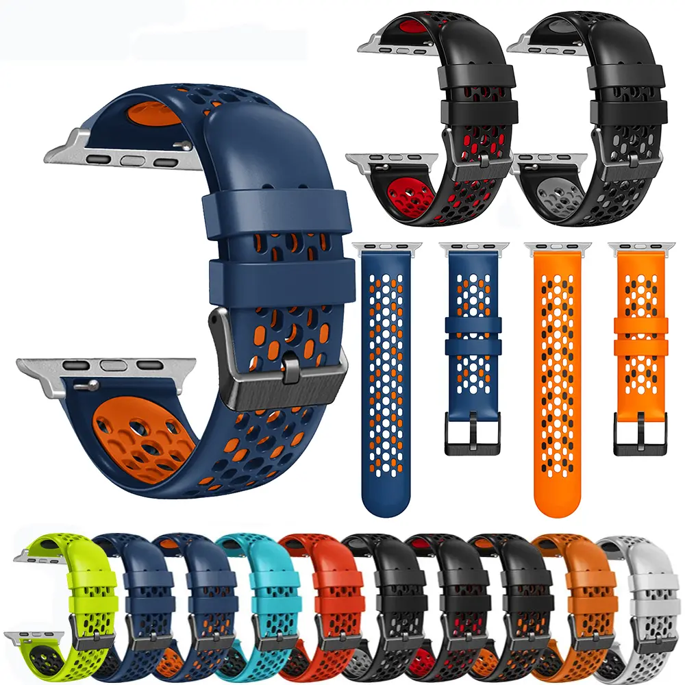For Apple Watch Band 49mm 44mm 45mm iWatch Strap 42mm 41mm 40mm Silicone Sport bracelet correa Series 9 8 SE Ultra 2 7 6 5 4 3