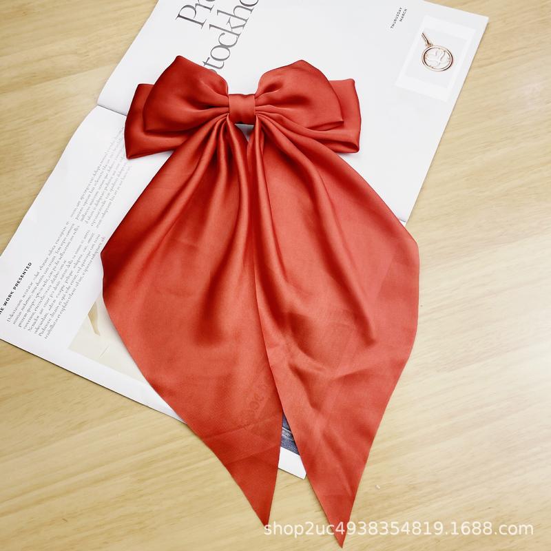 Korea Big Bow Floral Long Ribbon Hairpin Headband Back Head Hair Clip Women Fashion Hair Accessories 7