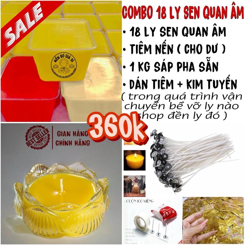 ( Siêu Rẻ ) Combo Làm 18 Ly Sen Quan Âm ( Kèm Văn Khấn Cúng Dường ) - Nến Bơ Cúng Dường , Nến Bơ Cúng Phật Diy