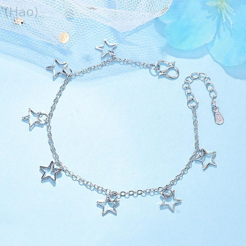 Hoa Trang sức lắc chân bạc Vòng tay ngôi sao rỗng Hoa