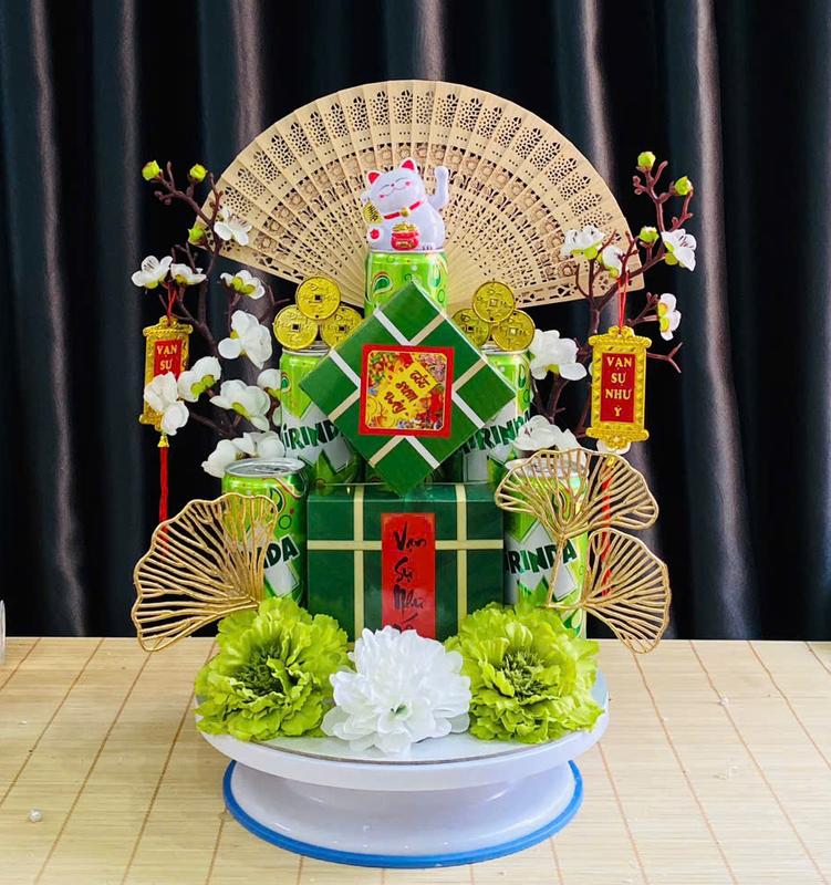   B02  Set phụ kiện trang trí tháp bánh trưng xanh - Phụ kiện Tết Cami 