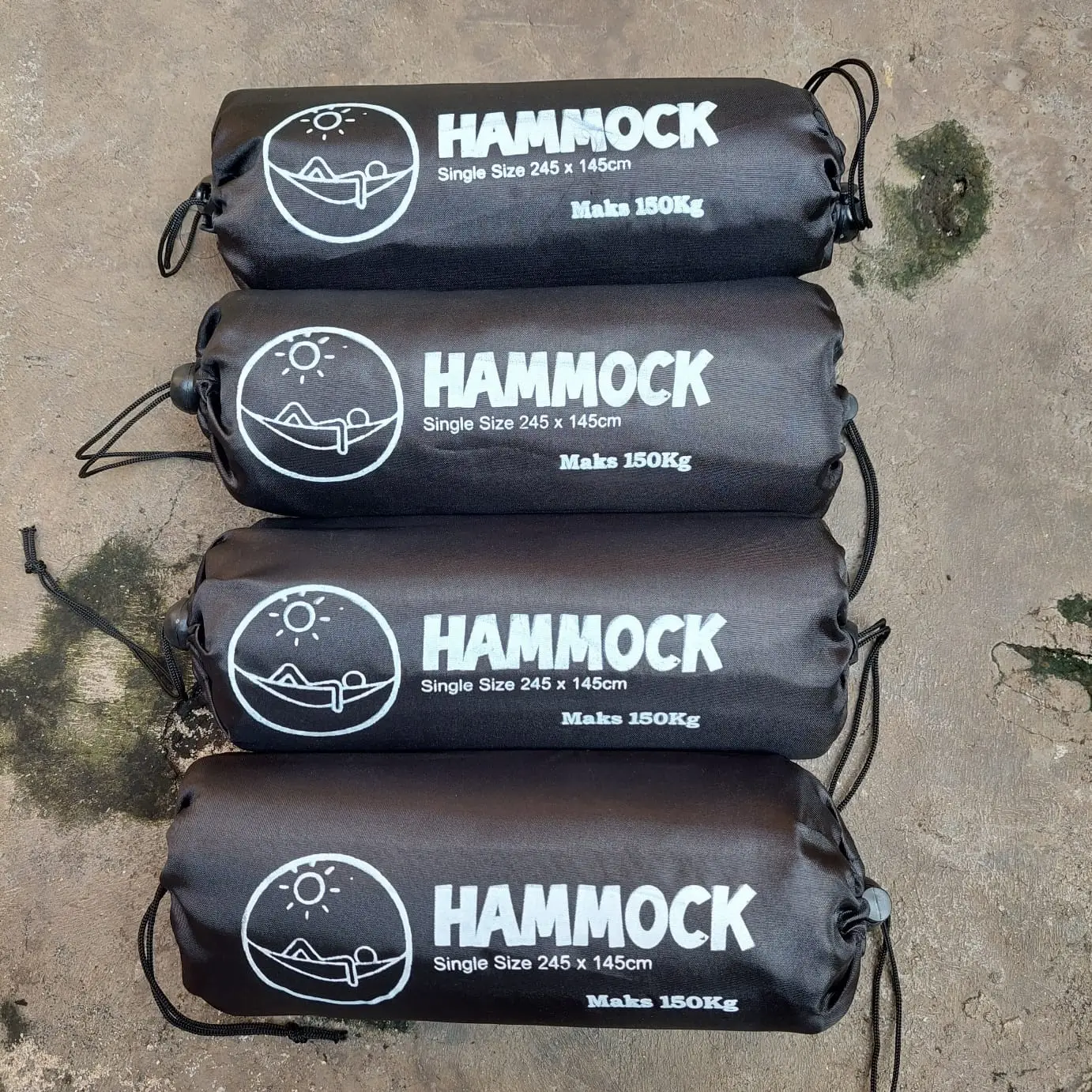 HAMMOCK AYUNAN GANTUNG DEWASA HITAM BEBAN MAKSIMAL 150KG BIRU TUA OUTDOOR SIZE 245X145CM + 2PCS TALI HAMMOCK/HAMMOCK ULTRALIGHT