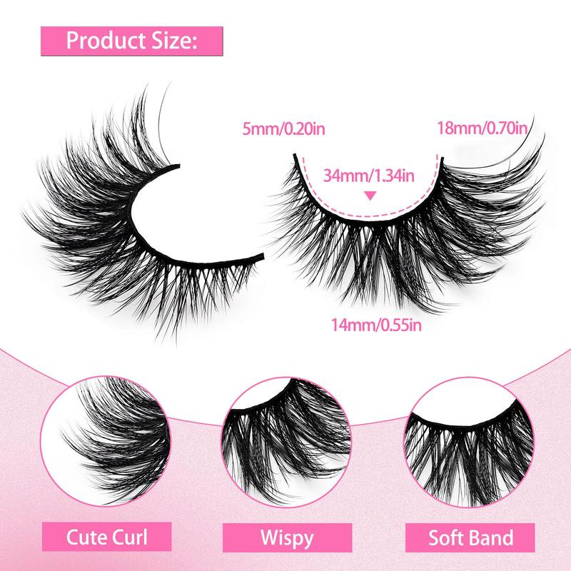 5 Pairs Cat Eye False Eyelashes, Natural Look Eyelash Extensions, Volumized False Eyelashes for Women and Girls Eye Makeup Enhancement, Cosmetic Gift 1