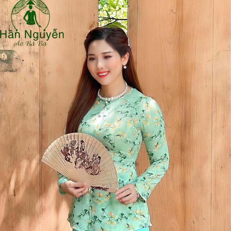 Hân Nguyễn Áo Bà Ba - B.A01 (ÁO LẺ) Áo Bà Ba Dây Kéo Hoa Gió Cổ Tròn tay dài Nữ Top Women Sơ Mi 6