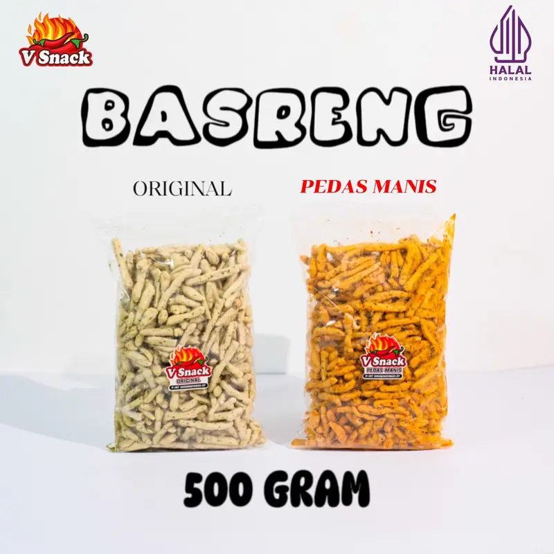 Bundling basreng pedas manis 500gr & original 500gr total 2pcs Kering Makanan Food Snacks 0