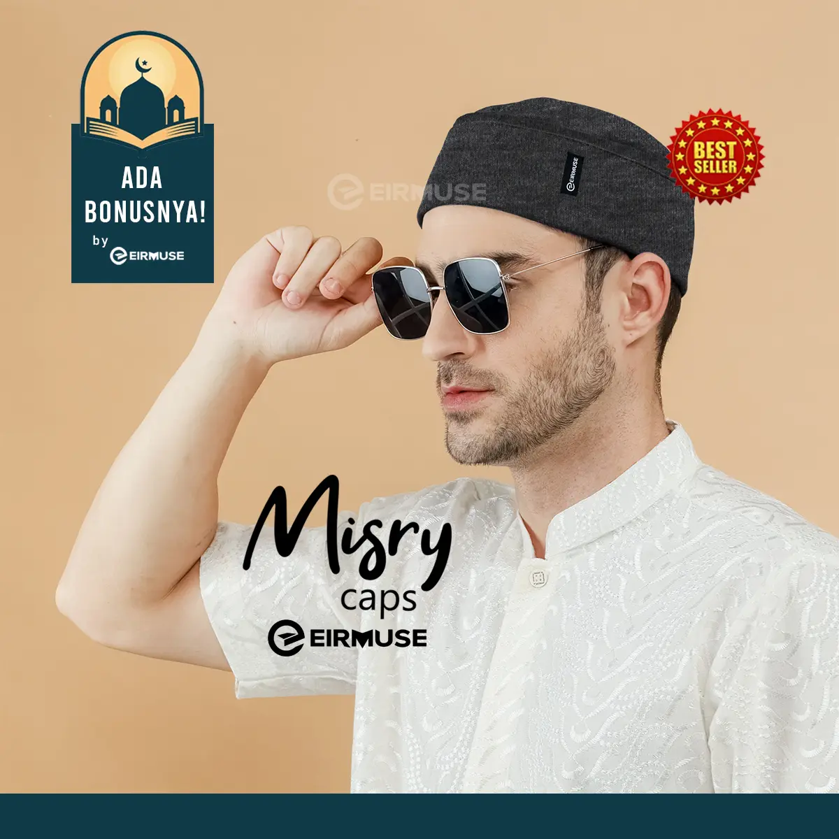 Misry Caps Original by Erimuse Peci Sholat Lipat Gaya Mesir Trendy dan Kekinian Dewasa Katun Kopiah Muslim