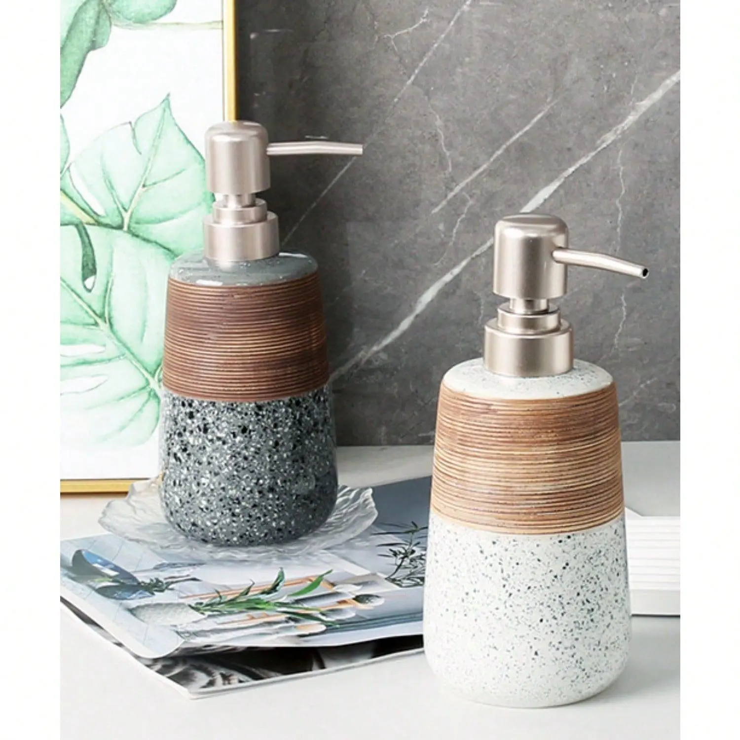 Soap Dispenser, 1 Count Retro Creative Ceramic Press Soap Dispenser, Shower Gel, Shampoo, Hand Sanitizer, Lotion Bottle, Suitable for Travel, Hotel, B&B