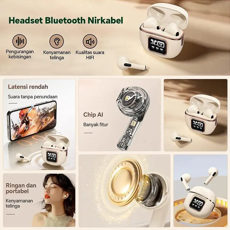 New 2024 Cantiklife.Home Headset Bluetooth Earphone TWS True Wireless Stereo Panggilan Binaural HD HIFI Earbuds J55 2