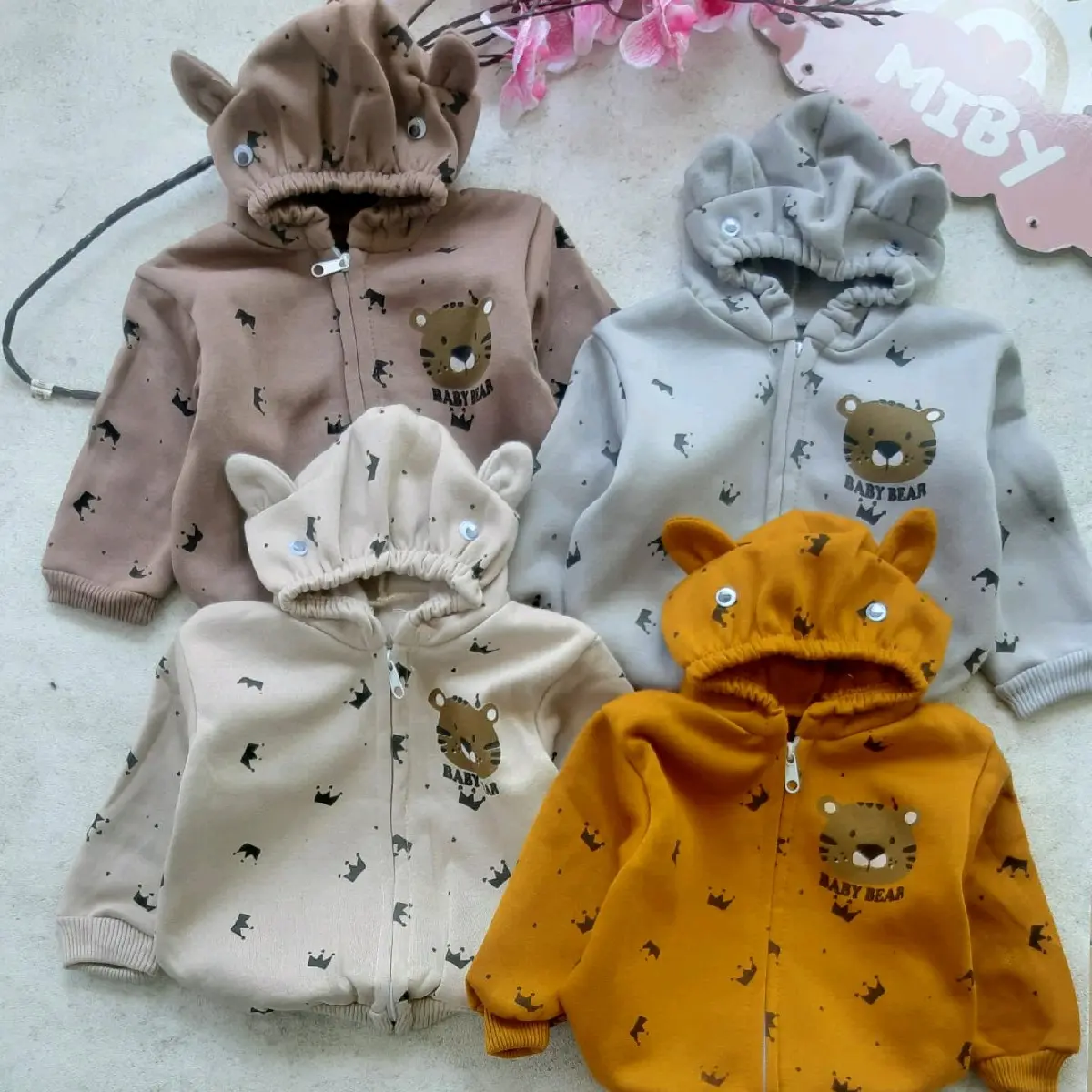 MibyBaby-jaket motif mahkota BEAR 0-7bln Bayi Perempuan