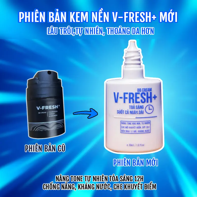 Kem nền che khuyết điểm cho nam V-FRESH PLUS: Nâng tone, kiềm dầu, làm mờ khuyết điểm Cosmetic Perfume 1