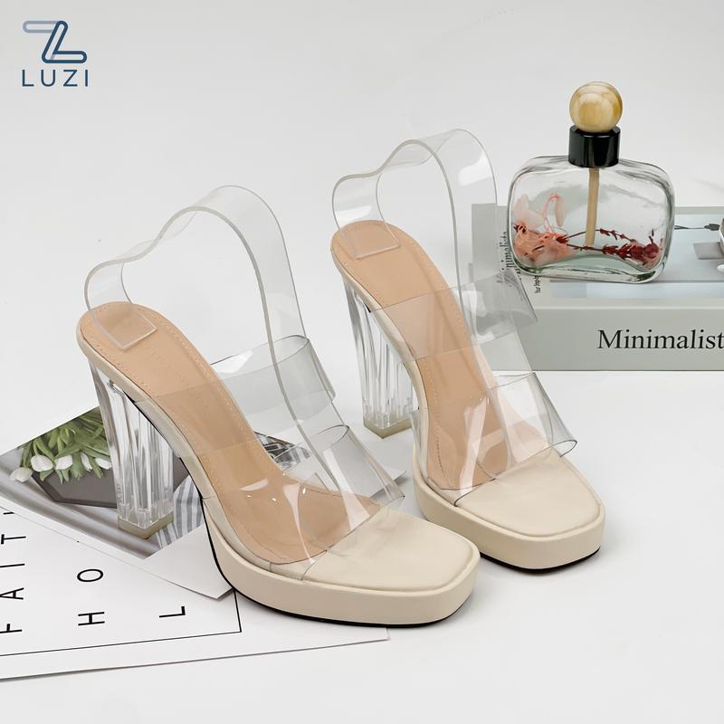   HÀNG FULLBOX B2  Guốc cao gót nữ 2 quai mica trong suốt gót 11p DéP  cao gót quai ngang trong suốt mica cao 11p Luzi  Shoes M134 