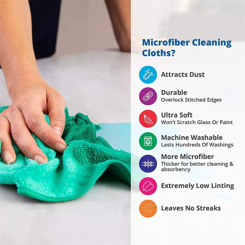 Microfiber Cleaning Cloth, 12pcs Cleaning Bundles for House, Car Washing Towel, Thickened Cleaning Towel for Home Hotel, Cleaning Gadgets for Home 2