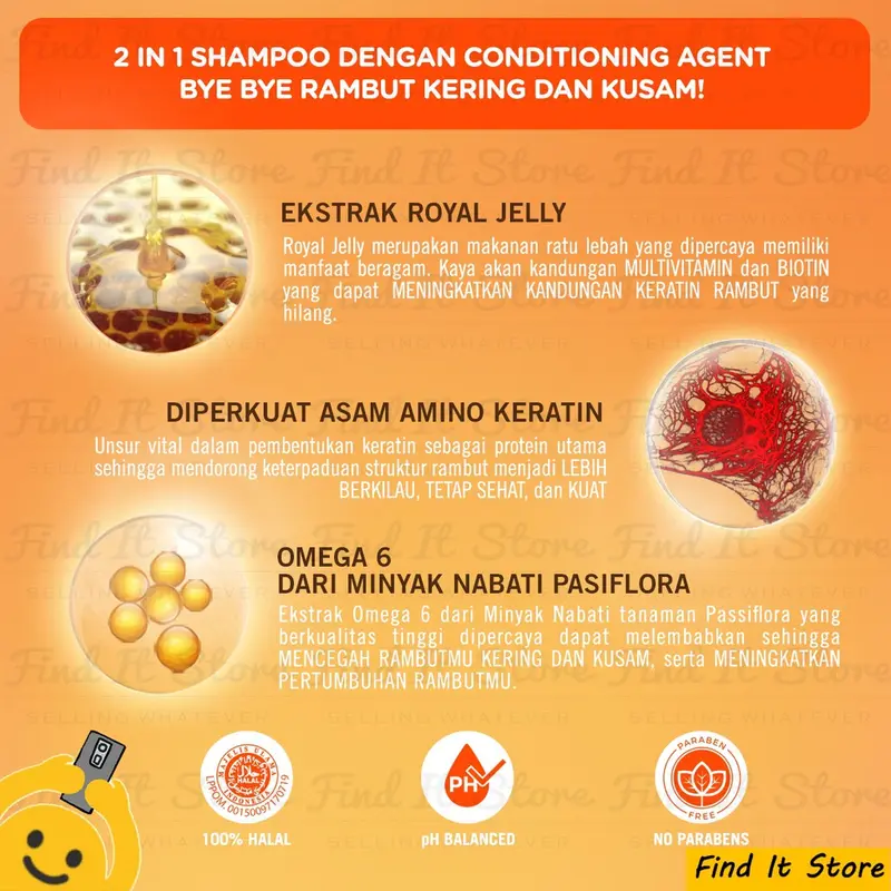 Find It Store - Makarizo Hair Energy Fibertherapy Conditioning Shampoo 170ml Sampo Dengan Kondisioner | Pembersih Rambut 2in1 | Rambut Rontok | Ketombe | Lepek | Patah | BPOM Original Conditioner Creambath Haircare Kering Perawatan  Extract Kusam 4