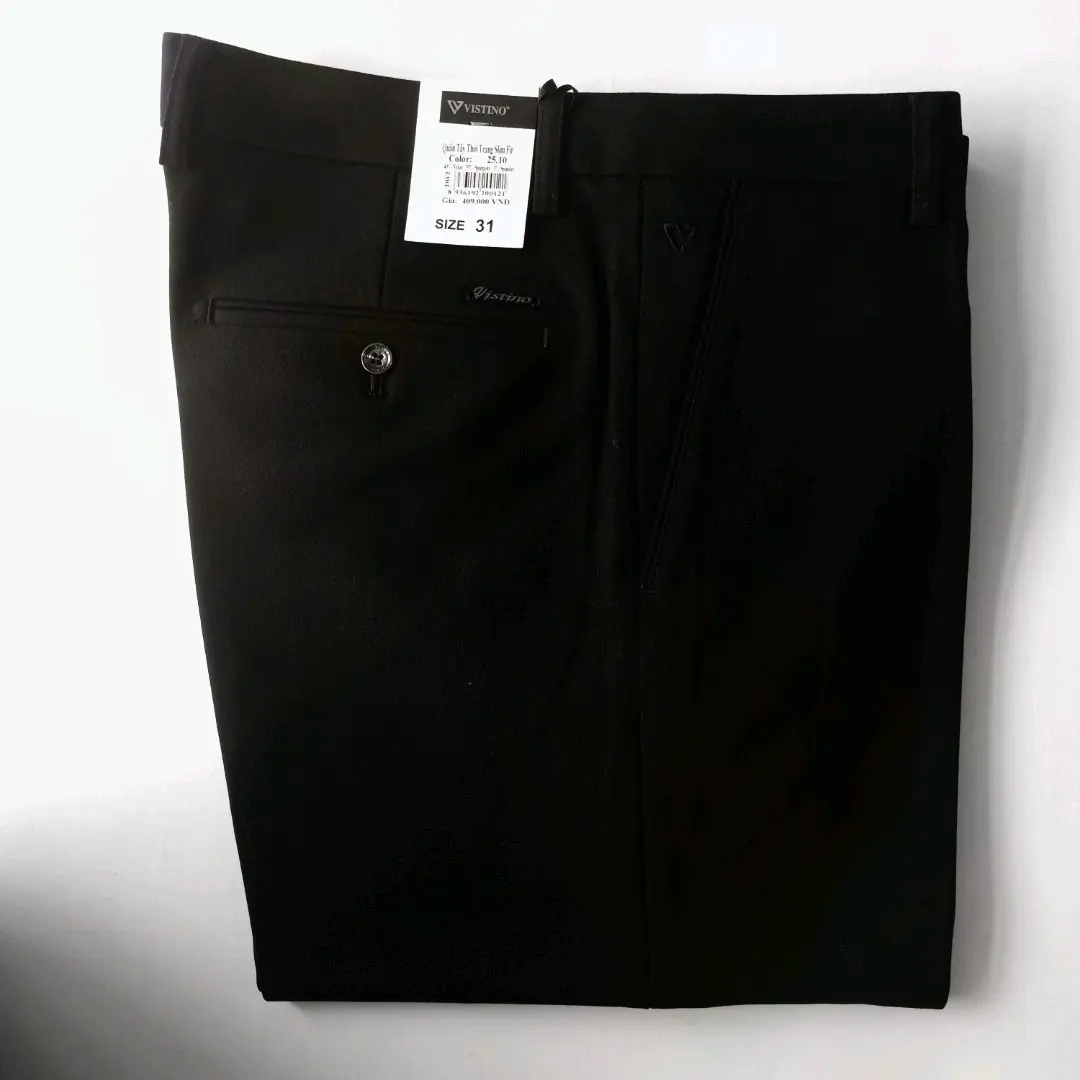 Quần tây slim fit BODY ôm VISTINO quần đen trơn,quần dài chất vải dày mềm, màu đen mặc đẹp phom dáng Menswear Nam Ong
