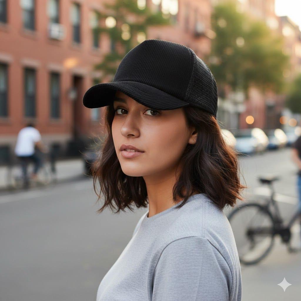 Topi Trucker Hat Lidah Pendek Bahan Corduroy Dewasa