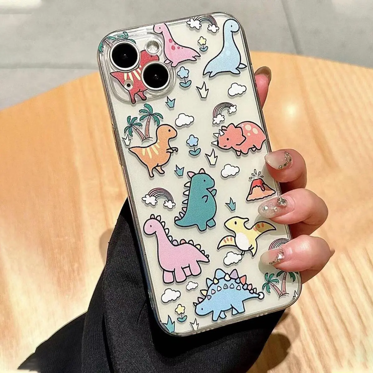 Cartoon Dinosaur Pattern Phone Case, Cute Decorative Phone Protector Cover, Phone Cases, Phone Accessories Compatible With iPhone Series
