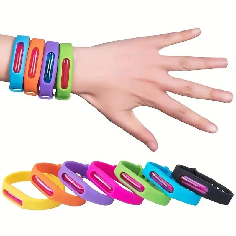 Random Color Silicone Mosquito Repellent Bracelet, 5 Counts Adjustable Mosquito Repellent Wristband, Personal Care Product for Home, Travel, Outdoor Activities 0