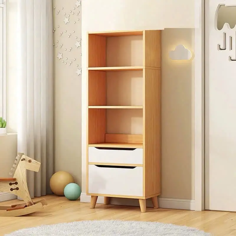 Kệ sách gỗ để sàn có ngăn kéo phong cách Bắc Âu nhiều tầng lắp ghép dễ dàng gỗ MDF phủ Melamine hiện đại, chống mối mọt 3