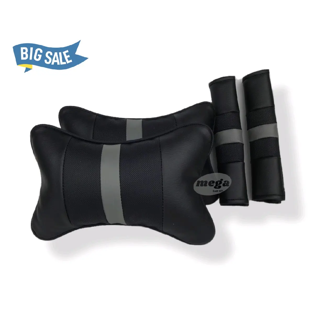 Bantal leher mobil motif sporty 2 pcs + 2 Pcs cover seat belt
