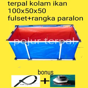terpal kolam ikan fullset ukuran 100x50x50