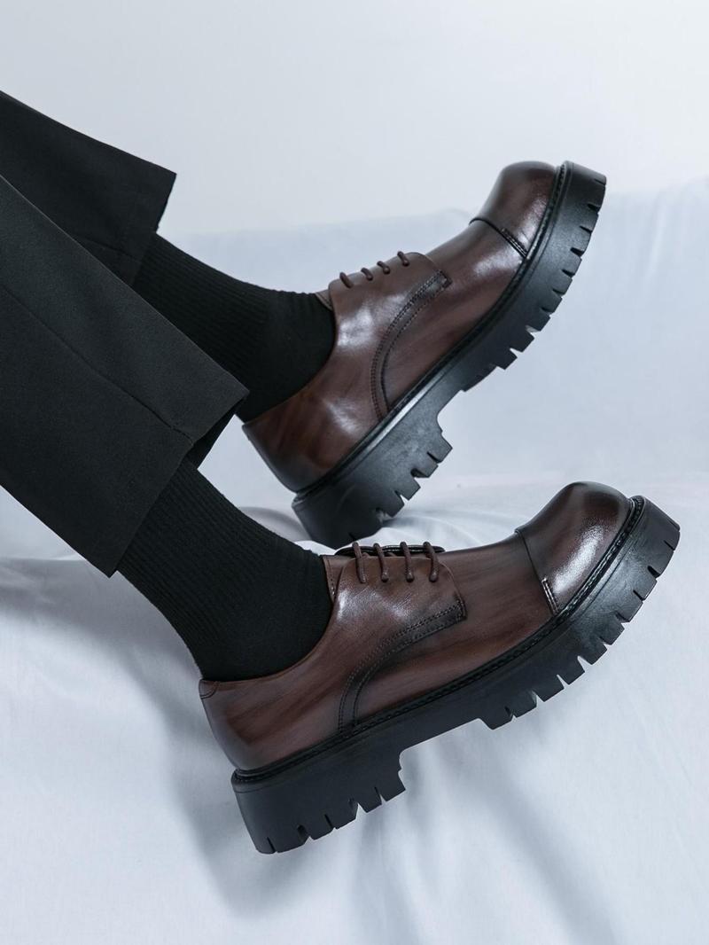 Product Introduction of Men's Business Formal Lace Up Dress Shoes, Fashionable Solid Color Derby Shoes for Work Office, Male All-match Shoes for Daily Wear, Boy 9