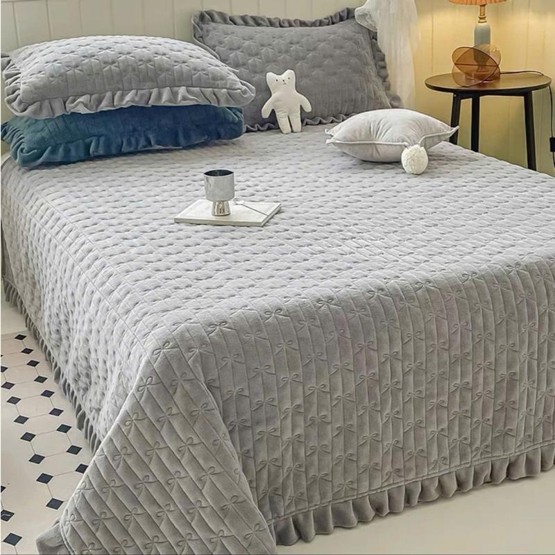 Ga Gối Nỉ Nhung Trần Bông Phủ Viền Bèo Full Size,Ga Gối Nỉ Mềm Mịn ,Ấm ,Sang Sịn