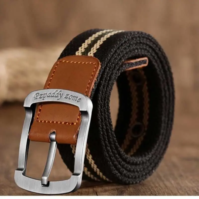 Men's pin buc and women's needle buckle canvas belt casual work pants with trendy student youth military training outdoor wave men's clothing 3.19