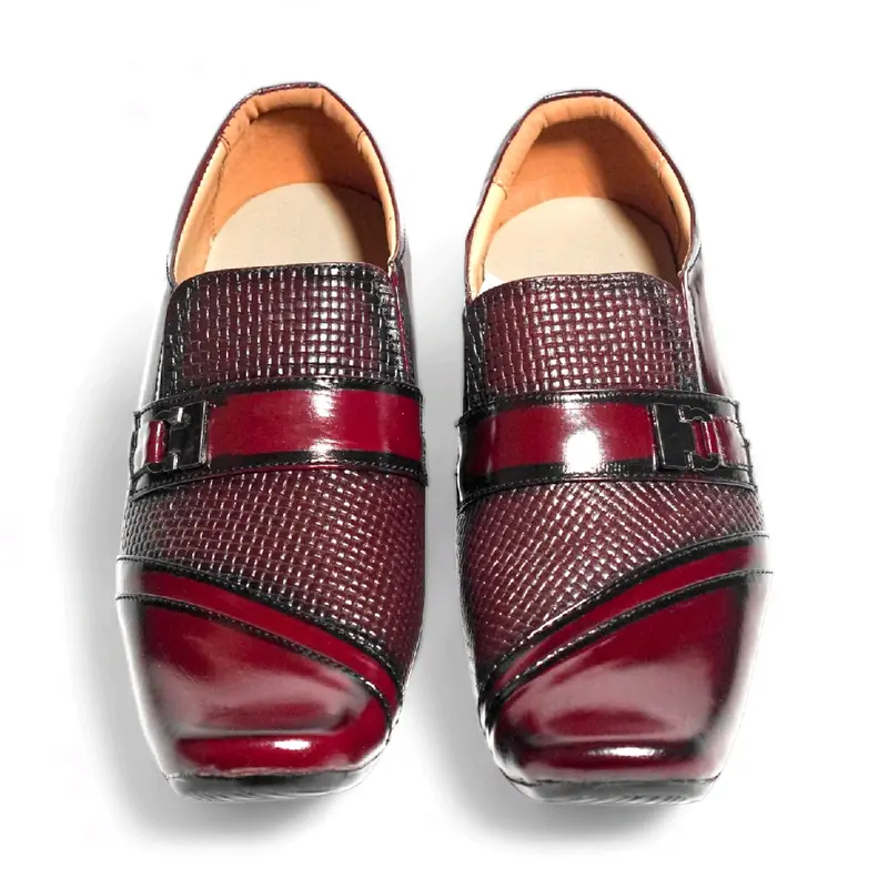 Pantopel Pria Hak 1-3 cm Oxford Kilap Kasual Pesta Maroon Asli Kulit Sapi MRP - 06 TIGER Shoes Pantofel Hitam Kerja 7