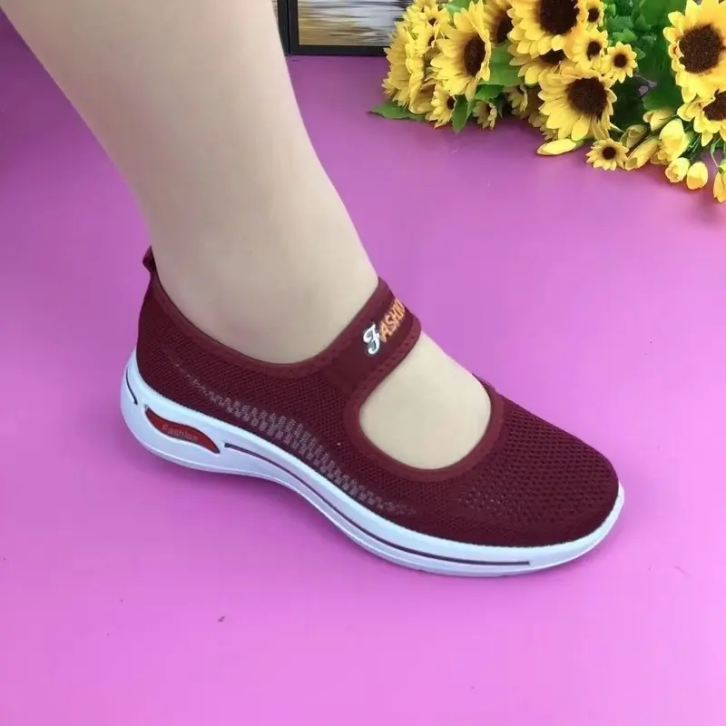 Giày vải, Phong cách Bắc Kinh cũ, dành cho phụ nữ và mẹ, thoáng khí, không trơn trượt, đế mềm, thoải mái, dệt Fly, Thích hợp cho người trung niên và cao tuổi, giày đi bộ Shoes Sneaker 3