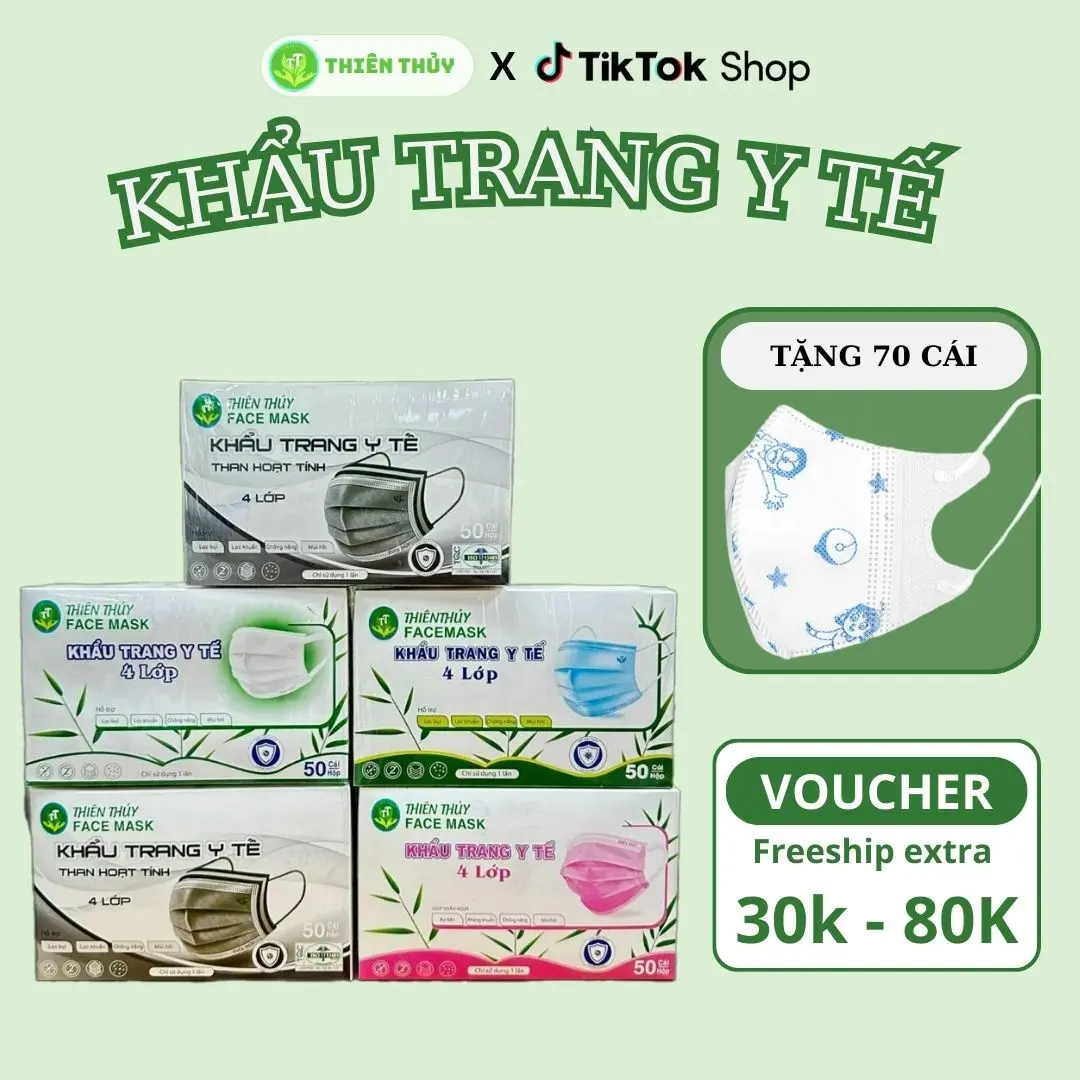 Combo Thùng 6 hộp 300 cái Khẩu trang y tế chuẩn kháng khuẩn - TẶNG 70c khẩu trang 5D kids