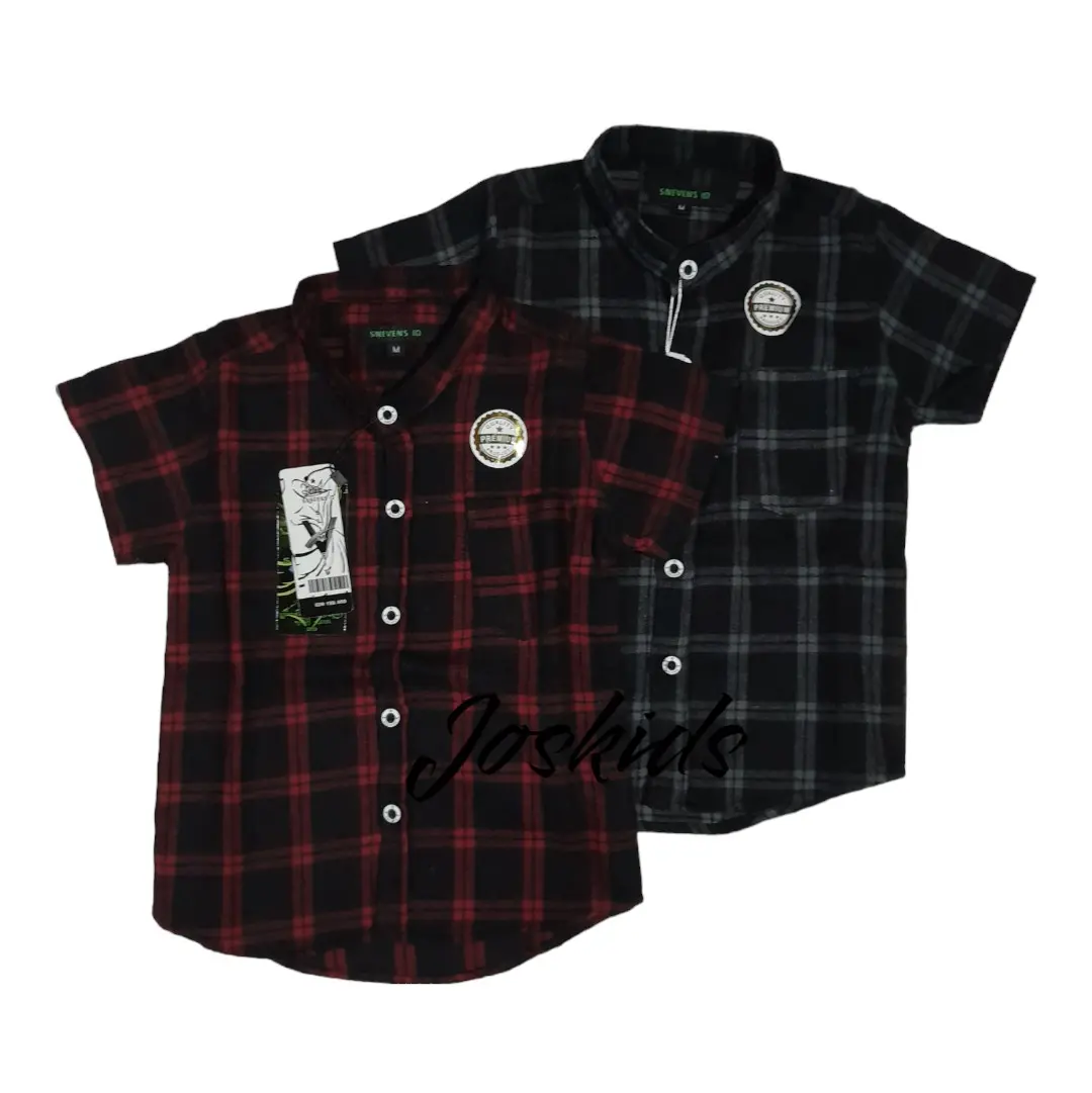 Kemeja Flanel Anak Laki-Laki Lengan Pendek Fashion