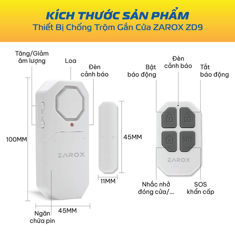 Product Introduction of Thiết bị báo khách, báo động chống trộm gắn cửa  ZAROX ZD9 có thể tùy chỉnh âm lượng và kèm remote điều khiển bật/tắt từ xa 21