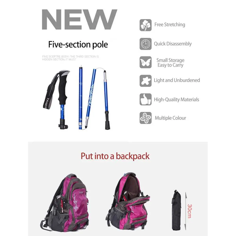 Tongkat Hiking Trekking 110 cm Foldable 30 cm with Safety Lock - 101 SRN.ID