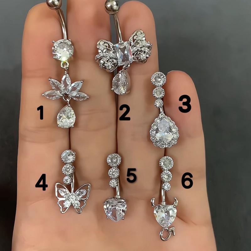 1 Chiếc Khuyên Rốn Đá Sáng bằng Thép Y Tế Không Rỉ An Toàn Với Lỗ Xỏ