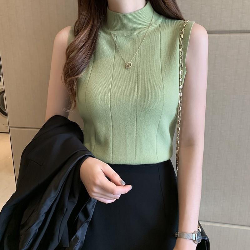 Product Introduction of Đồ Len Không Tay Cao Cổ Nửa, Phong Cách Hàn Quốc, Dành Cho Nữ, 11 Màu, Thích Hợp Cho Mùa Hè 2024, Mỏng Vừa Vặn, Áo Lớp Nền Áo Vest Bên Trong, Áo Ngắn, Hàng Mới Về Women Top Thun Dáng Ngắn 0