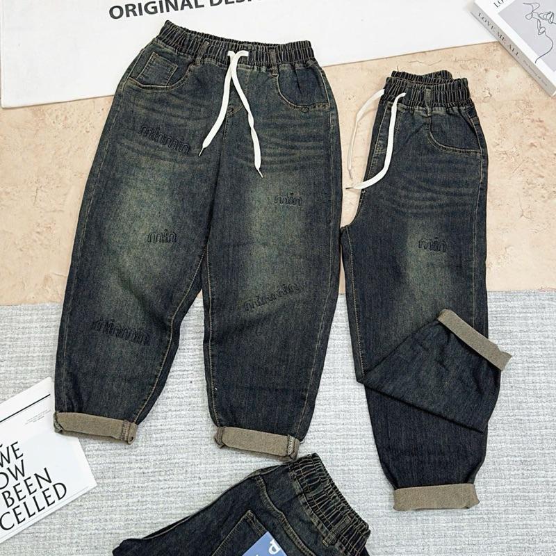 [Bigsize 60 - 90kg] Quần JEAN BAGGY NỮ Lưng Thun Cạp Cao, Chất Jean Co Dãn