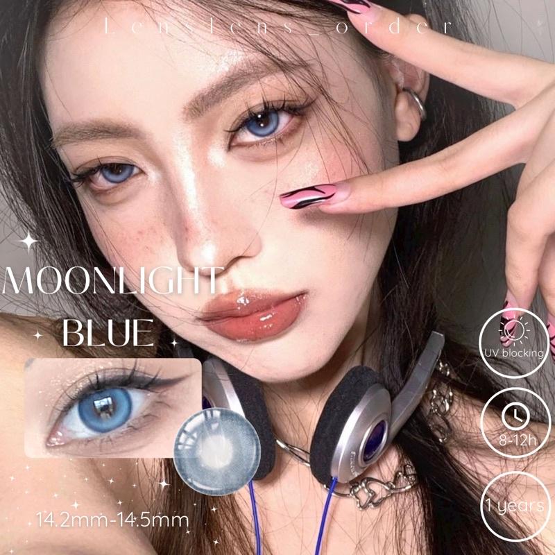 Lens Mắt Kính Áp Tròng Moonlight Blue Hiệu Ứng Filter HotDouyin Đủ Độ Cận [TẶNG KÈM KHAY DỤNG CỤ] (Vui Lòng Đặt 2 Chiếc) Nữ 1