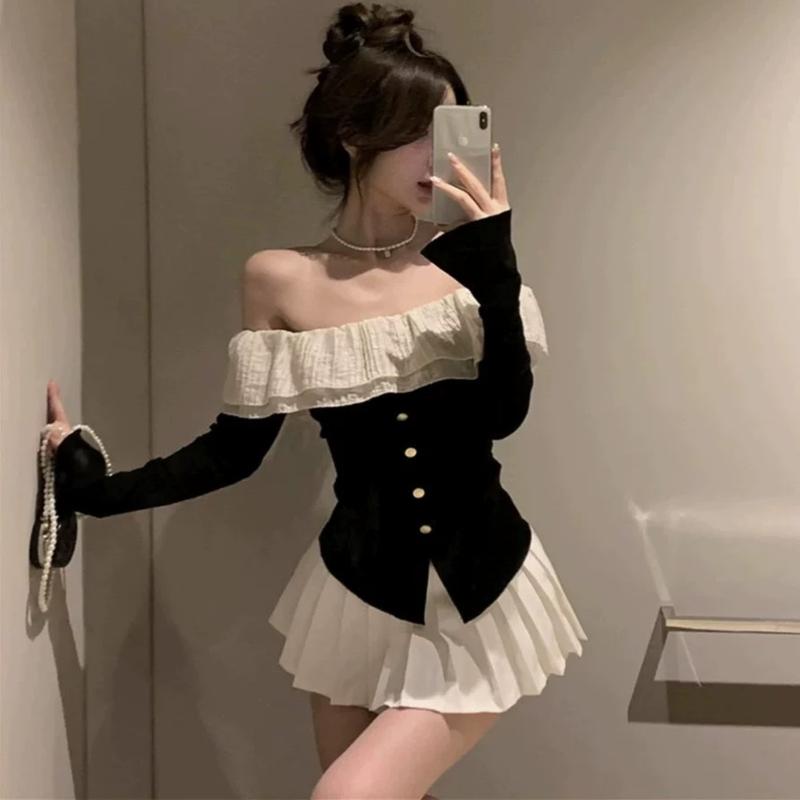 Áo thun nữ trễ vai tay loe phối bèo A099 phong cách tiểu thư xinh xắn có giãn tốt Top women shirt Voan áo  trễ Voi