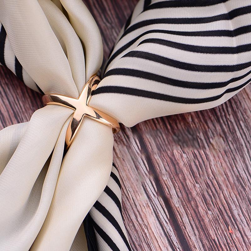 Product Introduction of Fashion Cross Scarf Clip X Shape Metal Brooches For Women Hollow Bow Scarves Buckle Holder Shawls Jewelry Clothing Accessories 24