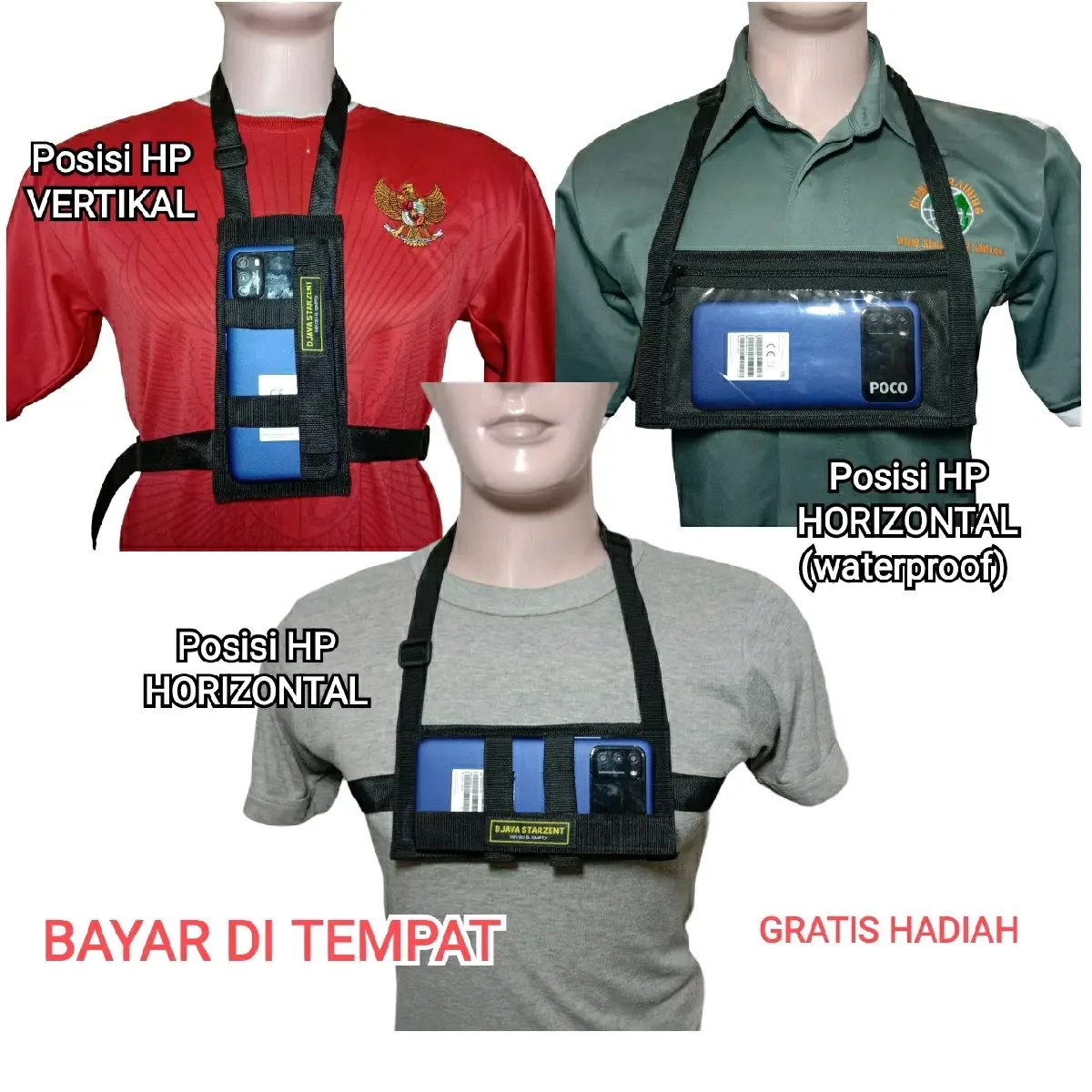 [COD] Strap holder hp vertical 3varian Tas hp dada Holder hp untuk video records TPU