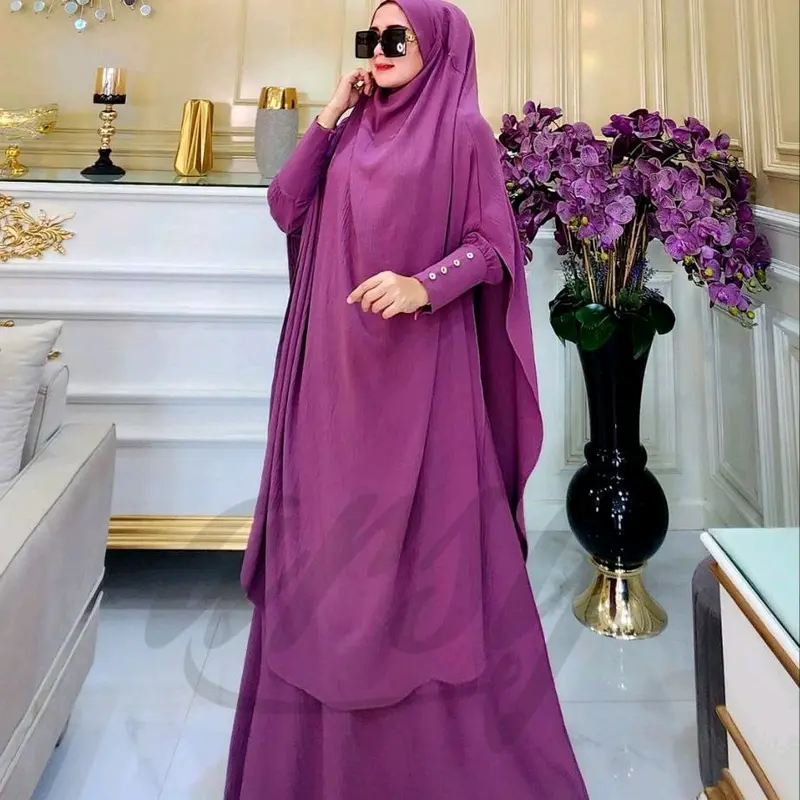 NUSAIBA SYARI UMROH HAJI GAMIS CADAR FK BY ARSY HIJAB White Hitam Putih 4