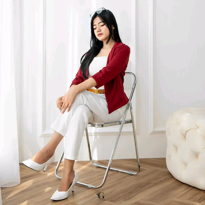 Gystore Vanessa Blazer Wanita panjang scuba Tangan Cardigan Outer Basic Atasan Kerja Formal Slim-fitting Kantor Casual 7