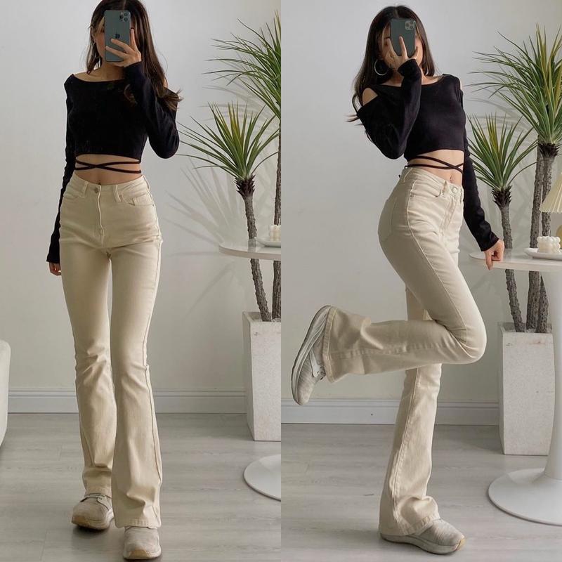 Quần Jean Loe Dáng Dài Xuất Chuẩn Vnxk Chất Jean Co Giản Màu Pastel Nữ 2