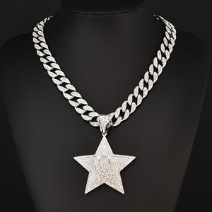 Kalung Cuba, Gaya Hip Hop, Loket Pentagram Berlian Penuh, Pilihan Sempurna untuk Semua Orang baddies  chain